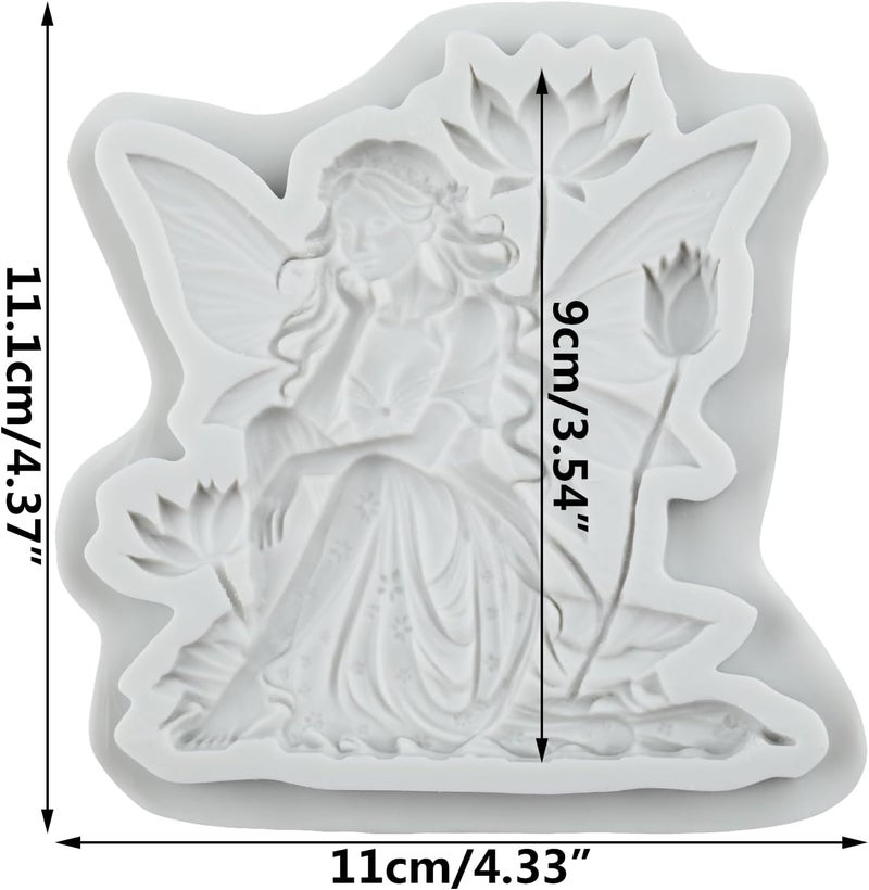 TAOXIBEI Lotus Fairy Silicone Molds Fairy Polymer Clay Mold Forest Elf Resin Mold for DIY Crafts Epoxy Resin Casting Air Dry Polymer Clay Plaster Jewelry Making - Image 2